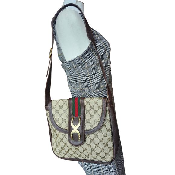 Gucci Supreme GG Canvas Leather Shoulder Bag Sherry Line Web Ophidia Vintage - Picture 15 of 15